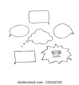 Set of blank speech bubbles with space for text. Hand drawn sketch elements for your design.