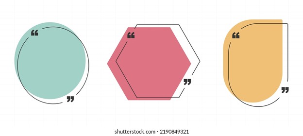 Set of blank speech bubbles templates Empty text box claim frame with copy space Borders with separate quotation marks on the background. Square format for social media posts. Empty Quote Frames.