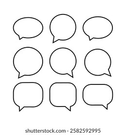 set of  Blank Speech Bubbles Vector Set – Isolated Empty Dialogue Text Illustrations