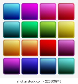 Set of blank square buttons for website or app