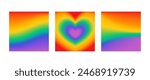 Set of blank square template media social post LGBT pride blurred rainbow.Vector stock illustration.