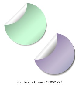 Set of blank stickers. Empty promotional labels. Vector illustration. Color round circle tags.