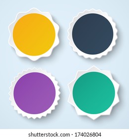 Set of blank stickers. Promotional labels. Vector illustration