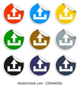 Set of blank stickers. Upload icon. Vector illustration