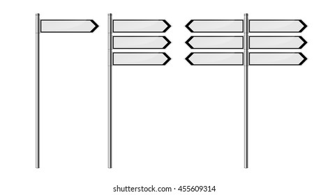 Set of blank street signs, isolated on white background. EPS10 vector illustration.