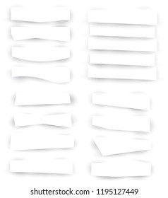 Set of blank stripe paper horisontal banners with realistic shadows. Element for advertising & promotional message isolated on gray background. Vector illustration EPS 10 for your design and business