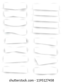 Set of blank stripe paper horisontal banners with realistic shadows. Element for advertising & promotional message isolated on gray background. Vector illustration EPS 10 for your design and business