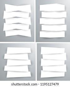 Set of blank stripe paper horisontal banners with realistic shadows. Element for advertising & promotional message isolated on gray background. Vector illustration EPS 10 for your design and business