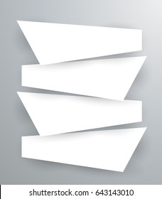 Set of blank stripe paper horisontal banners with realistic shadows. Element for advertising & promotional message isolated on gray background. Vector illustration EPS 10 for your design and business