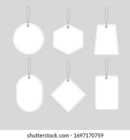 Set of blank tags and price labels template. Banner discount on paper style.