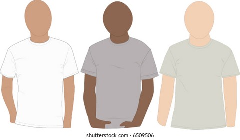 Set of blank tee-shirts on mannequins ready to add designs. Easily edit and change the colors.