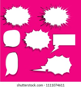 Set of blank template in Pop Art style.comic text bubble.speech.frame talk.half tone.cartoon box.dialog box.doodle style