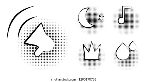 Set of blank template in Pop Art style. Vector Comic Text Speech Bubble Halftone Dot Background. Empty Cloud of Comics book dialog Space for Cartoon Box pop-art. Set of Pop Art