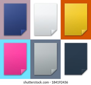 the set of  blank templates with folded corner / the blank stitched rectangle template set / the sheet collection