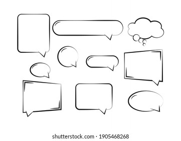 Set of blank templates for text in the style of pop art. Empty clouds for comic dialogs. Comic text bubbles. Vector illustration