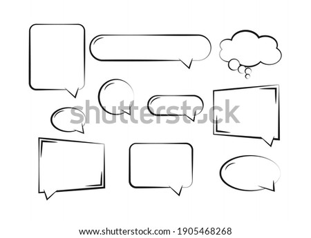 Set of blank templates for text in the style of pop art. Empty clouds for comic dialogs. Comic text bubbles. Vector illustration