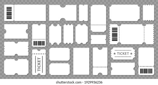 Set blank ticket template. Concert ticket, lottery coupons. Vector coupon - stock vector