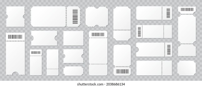 Set blank ticket template. Concert ticket, lottery coupons. Vector coupon - stock vector.