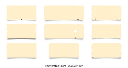 Set blank ticket template. Concert ticket, lottery coupons. Vector coupon - stock vector.