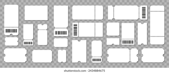 Set blank ticket template. Concert ticket, lottery coupons. Vector coupon 10 eps.