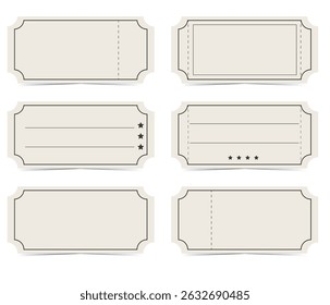 A set of blank ticket templates. 