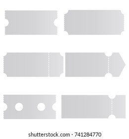 Set of blank tickets mockups isolated on white background. Ticket template for design. Vector illustration