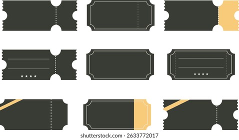Set of blank tickets for raffle, coupon.