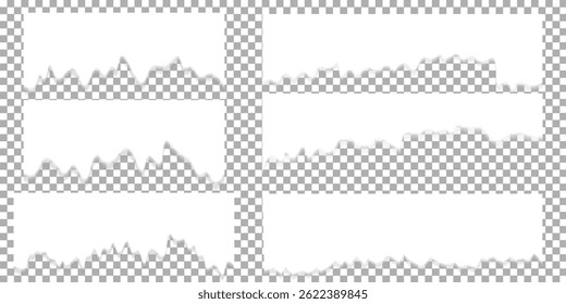 Conjunto de hojas de papel rotas en blanco. colección de piezas de nota de Vector con cinta adhesiva, eps10