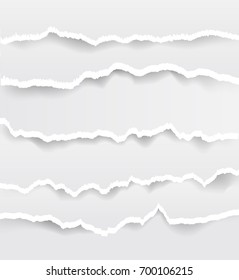 Set of blank Torn paper sheets. Vector note pieces collection with sticky tape
