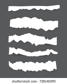 Set of blank Torn paper sheets. Vector note pieces collection with sticky tape