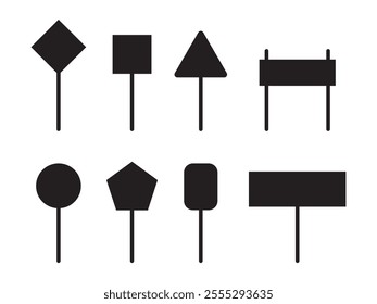 set of Blank traffic board icon. Road sign icon, Traffic signpost signs vector illustration.