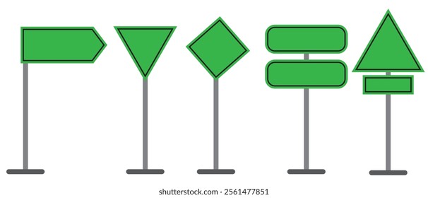 Set of Blank traffic board icon. Road sign icon. traffic road empty sign. Traffic signpost signs
