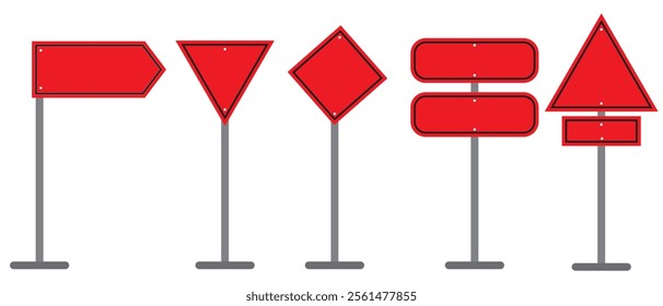 Set of Blank traffic board icon. Road sign icon. traffic road empty sign. Traffic signpost signs
