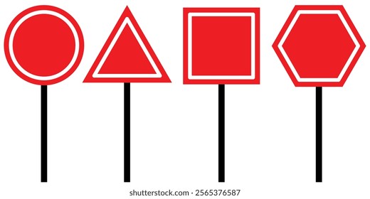 Set of Blank traffic board icon. Road sign in realistic style isolated on white background. Road sign icon, Traffic signpost signs vector illustration. 