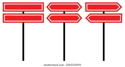 Set of Blank traffic board icon. Road sign in realistic style isolated on white background. Road sign icon, Traffic signpost signs vector illustration. 