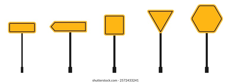 Set of blank traffic board icon. Road sign. Empty board icon road sign vector illustration isolated on white background.