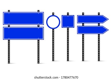 Conjunto de signos de tráfico en blanco, símbolo de advertencia