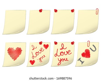 set of blank and Valentines Day notes