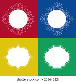 Set of Blank Vintage Frames, Badges and Labels on colorful background. Flourish Elegant design