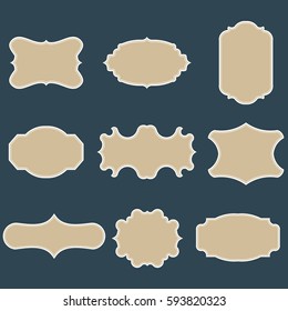 Set of blank vintage frames. Gift tags. Paper labels. Flat design. isolated vectors. 

