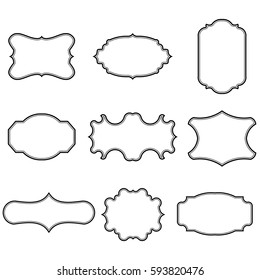 Set of blank vintage frames. Gift tags. Paper labels. Flat design. isolated vectors. 
