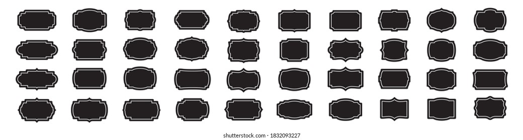 Set of blank vintage labels frames in black