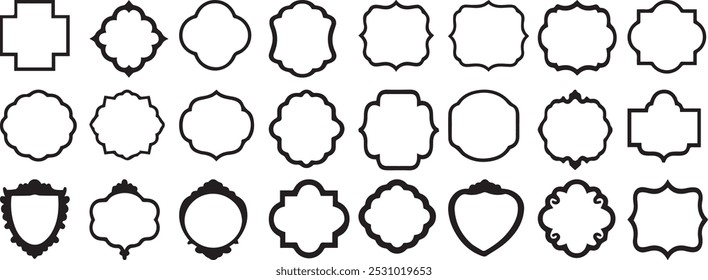 Set of blank vintage labels and frames, vector Illustration.A Stunning Collection of Ornate Antique Labels and Decorative Frames for Elegant Retro Design Projects in Vector Format