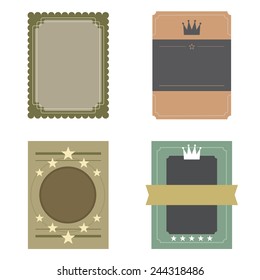Set of Blank Vintage Retro Rectangle Badge Vector Illustration