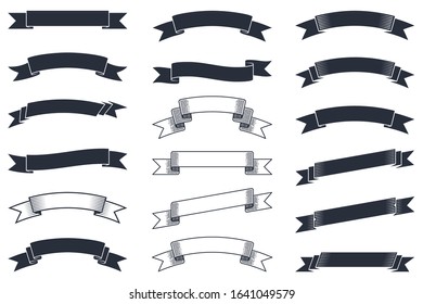 Set of blank vintage ribbon banners elements.