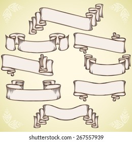 set of blank vintage vector ribbons, design elements