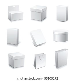 Set blank white boxes isolated on white