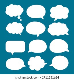 Set Of Blank White Bubble Speech That Design Chat Symbol, Dialog Word, Label Or Tag