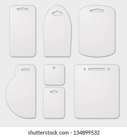 Set of blank white cardboard labels