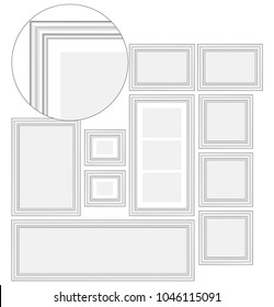 Set of blank white frames for photos and pictures, vector illustration